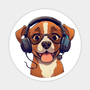 Dog Wearing Headphones and Sunglasses Magnet